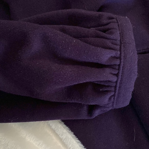 Banana Republic purple wool coat puff sleeves pockets large buttons. - Picture 7 of 8